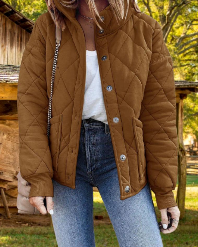 Brora women's quilted jacket in Camel – front view
