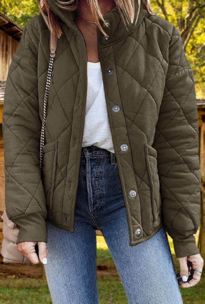 Brora women's quilted jacket in Olive Green – front view