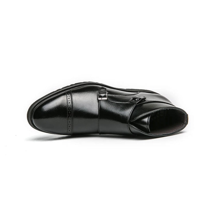 Men's double monk strap boots Alain in Deep Black – top view