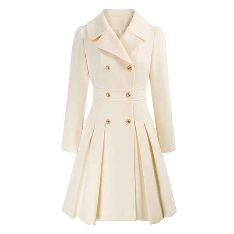Thirsk women's fit-and-flare coat in Ivory – front view