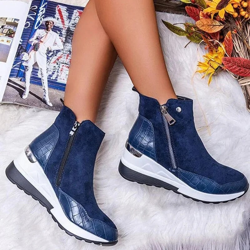 Women's Ankle Boots with Side Zip and Contrast Sole