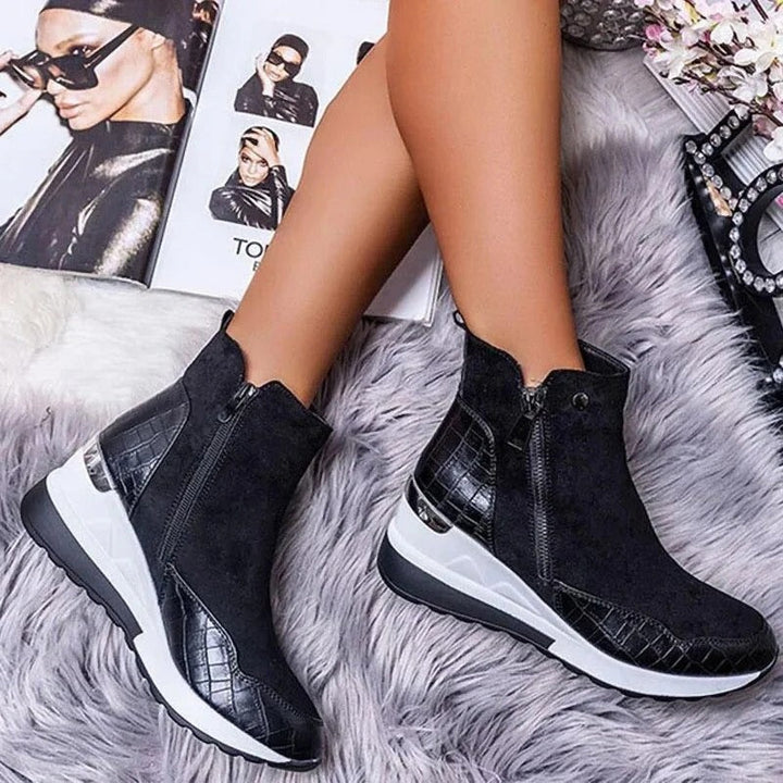 Women's Ankle Boots with Side Zip and Contrast Sole