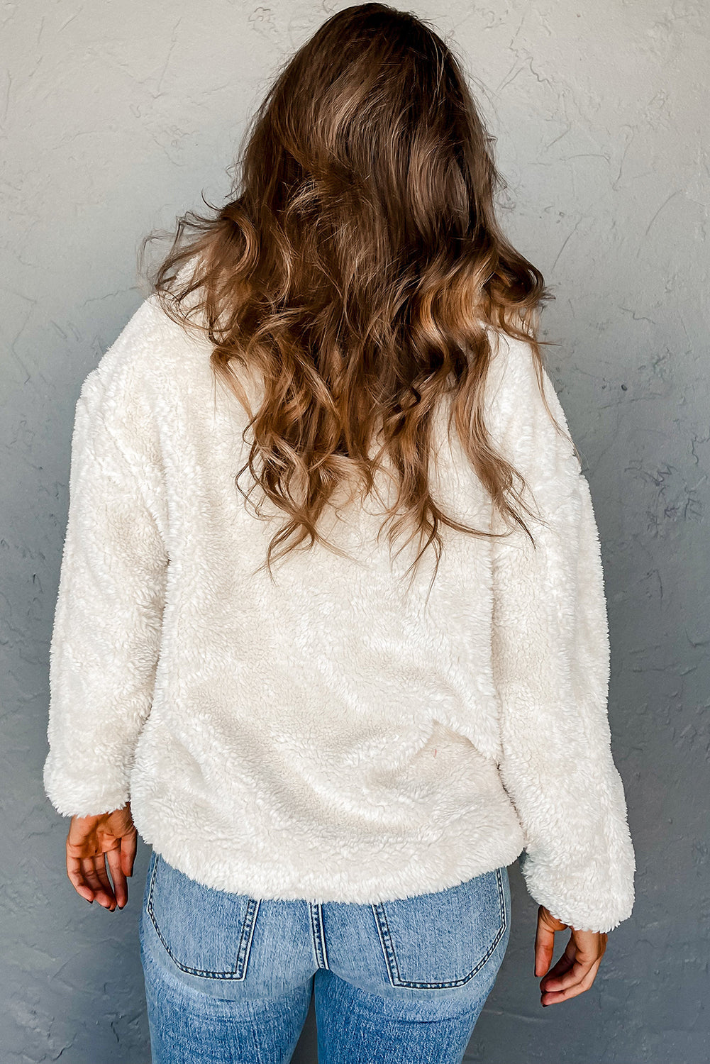 Women's Teddy Jacket Oversized Notch Collar Button Front