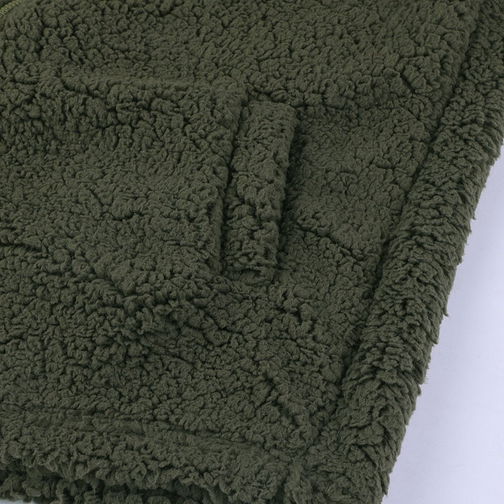 Women's teddy fleece jacket Uma in Green – side pocket detail