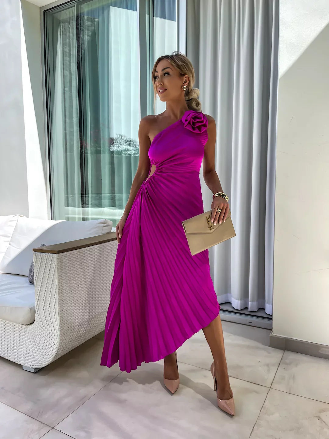 Lizbeth - Flower Shoulder Maxi Dress