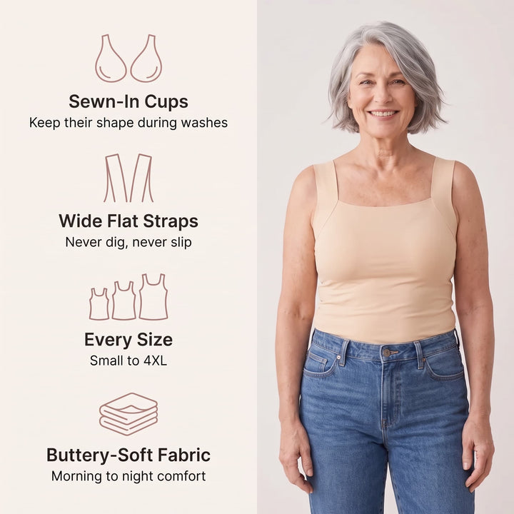 Women's Band-Free Built-In Bra Tank Top