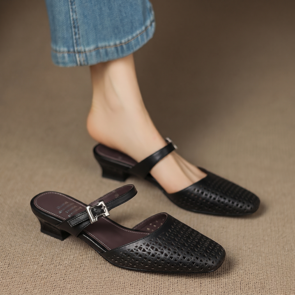 Women's Woven Leather Mules with Strap – Nilda
