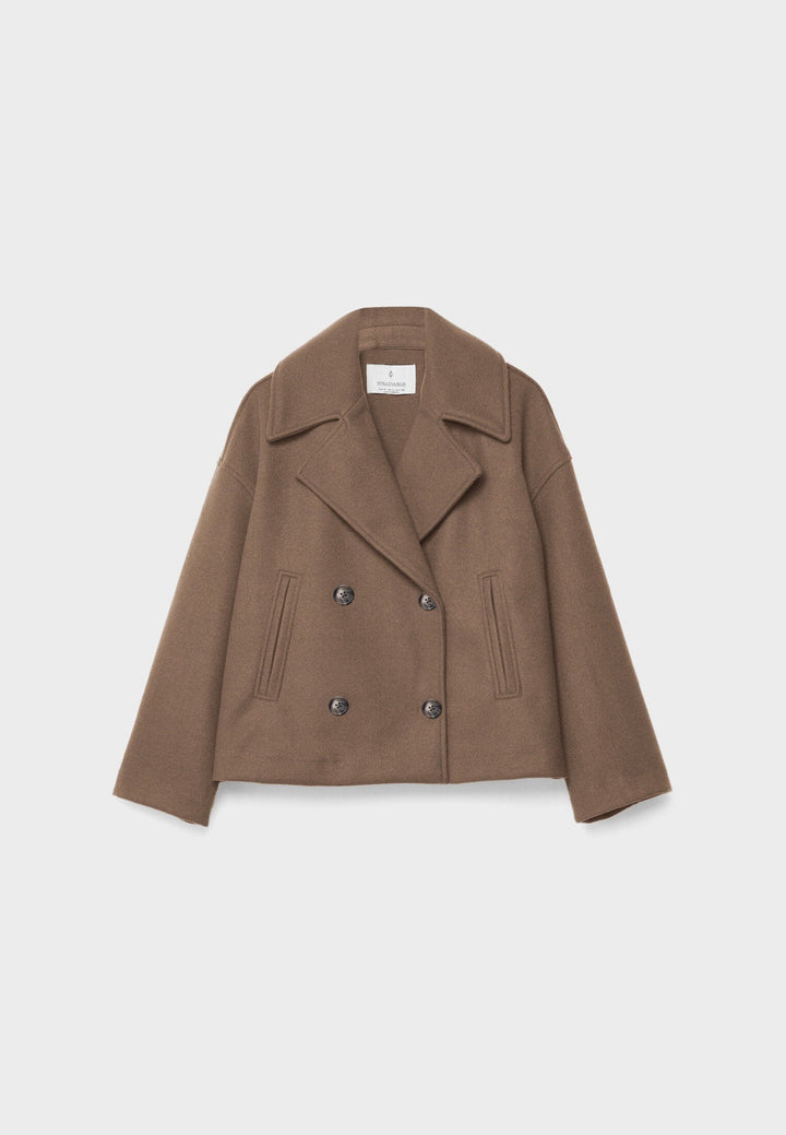 Corbridge women's cropped jacket in Taupe – front view