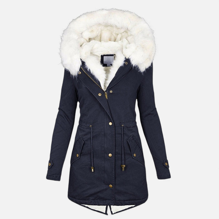 Framlingham women's hooded parka in Navy Blue – front view