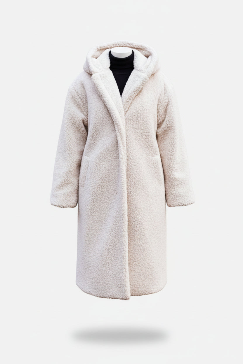 Settle women's teddy coat in Off White – front view