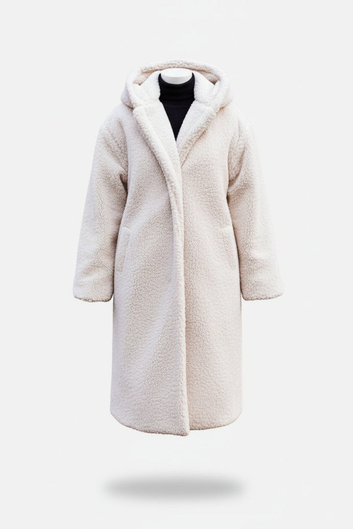 Settle women's teddy coat in Off White – front view