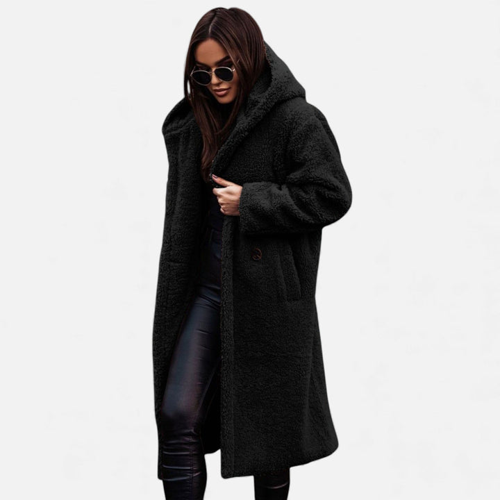 Settle women's teddy coat in Black – side view