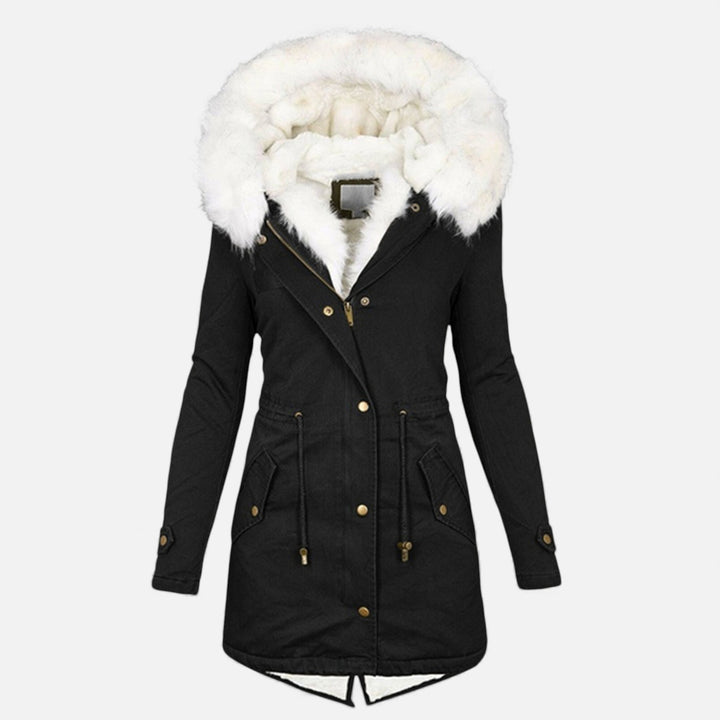 Framlingham women's hooded parka in Black – front view