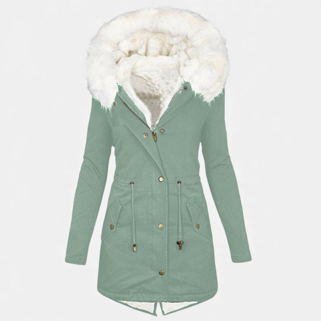 Framlingham women's hooded parka in Mint Green – front view