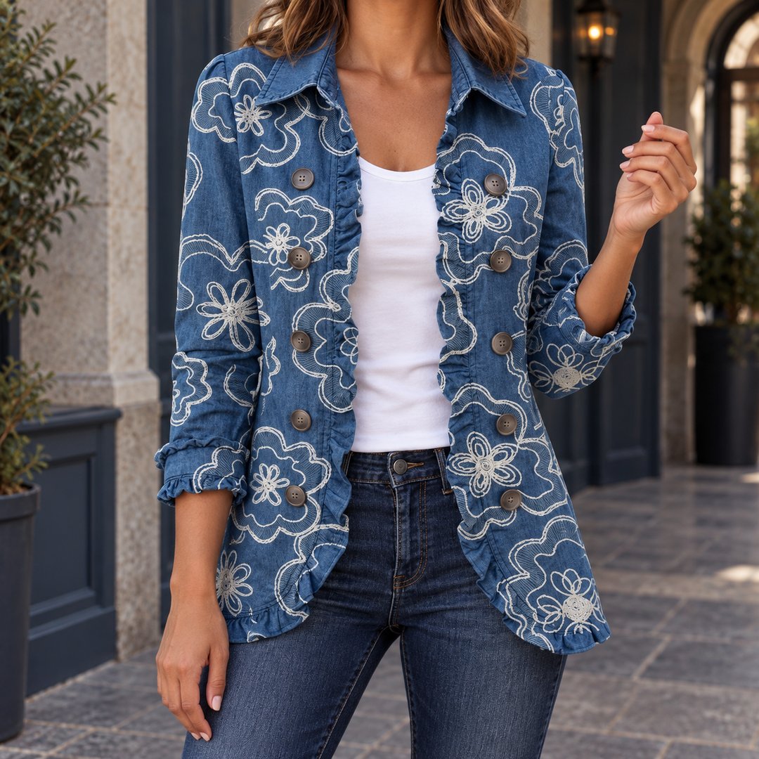 Haslemere women's floral jacket in Blue – front view