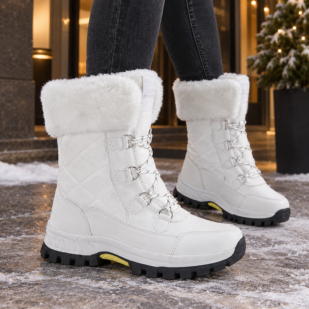 Wasdale women's fleece-lined snow boots in White – side view