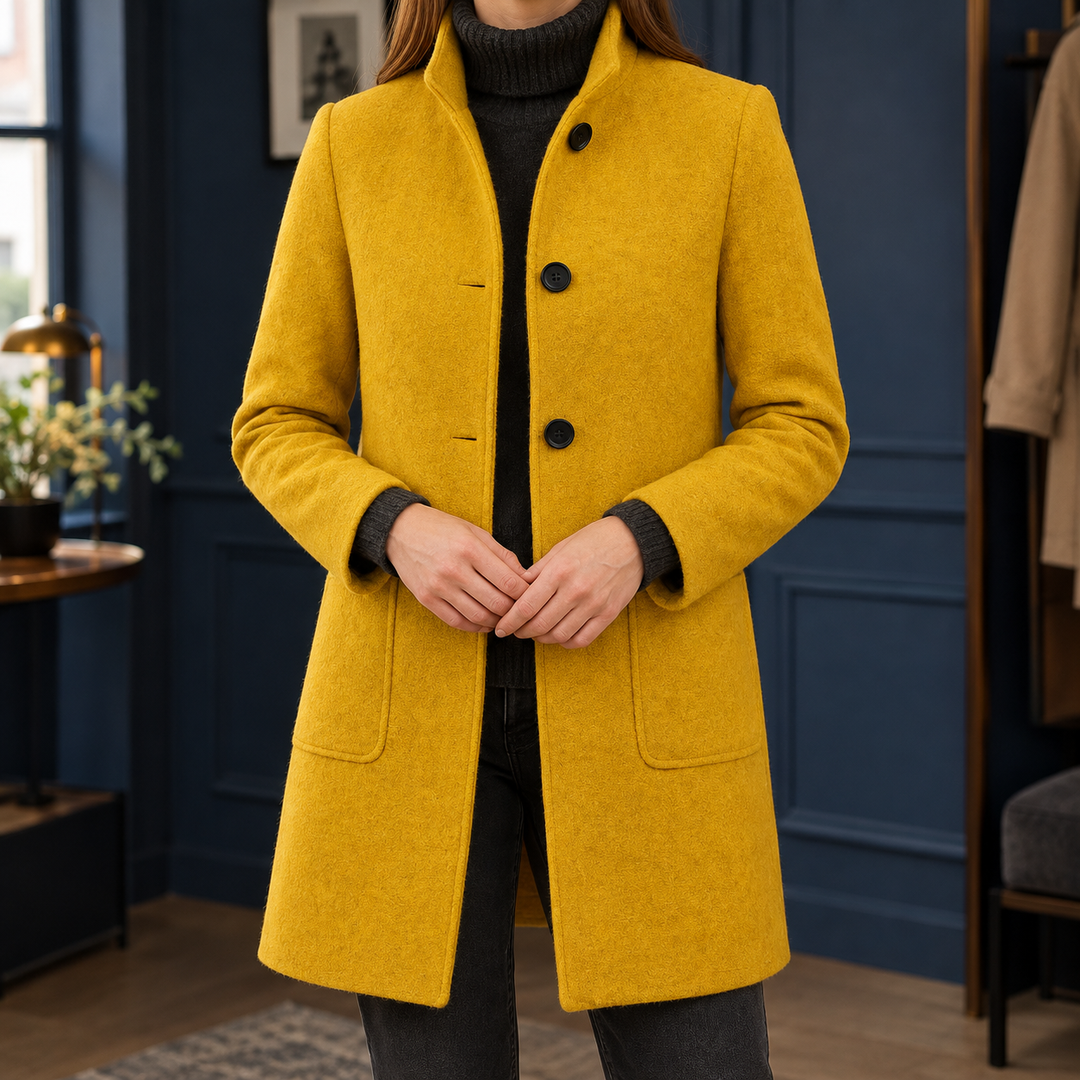 Hatfield women's coat in Mustard – front view