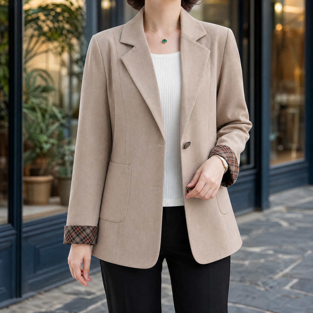 Witney women's tailored blazer in Stone – front view