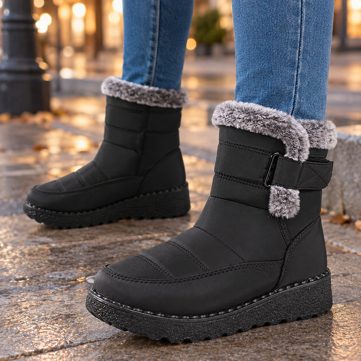 Women's Faux Fur-Trim Winter Ankle Boots Lucania – Black – side