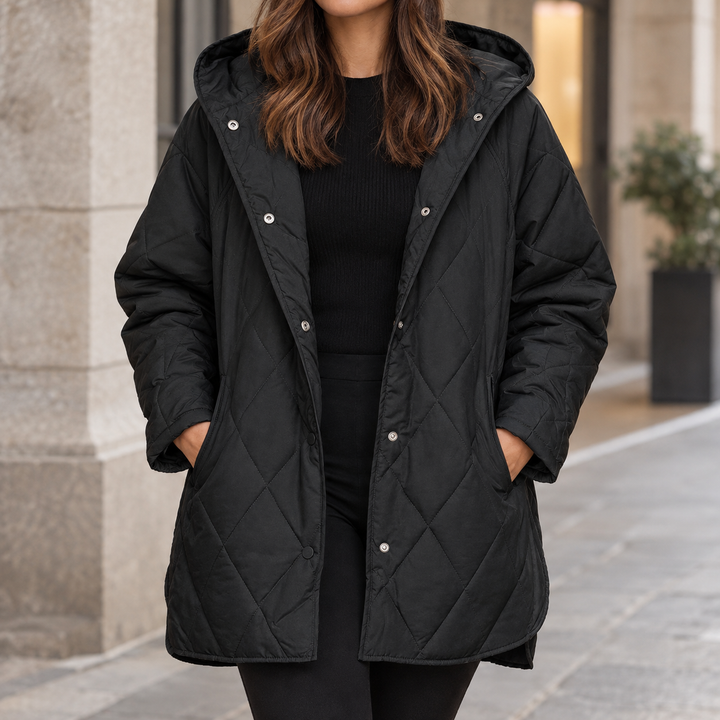Highgate women's quilted jacket in Black – front view