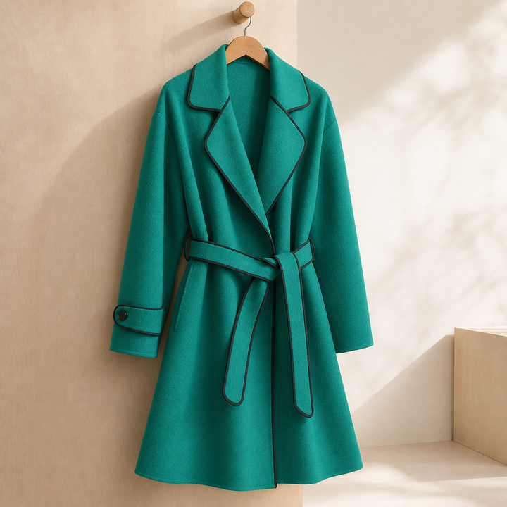 Wantage women's wrap coat in Emerald – front view
