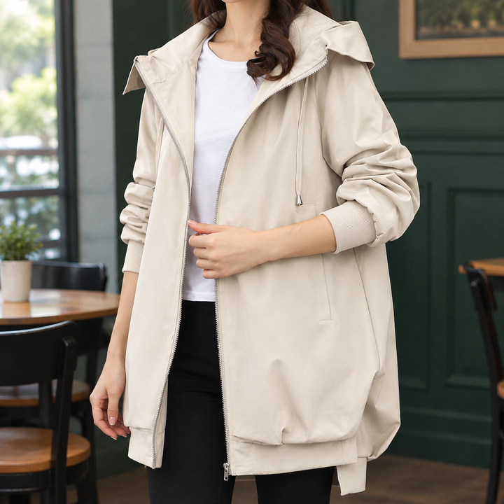 Silverdale women's hooded jacket in Ivory – front view