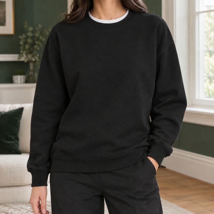 Women's crew neck sweatshirt Mildred in Black – front view