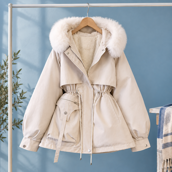 Tewkesbury women's parka in Cream – front view