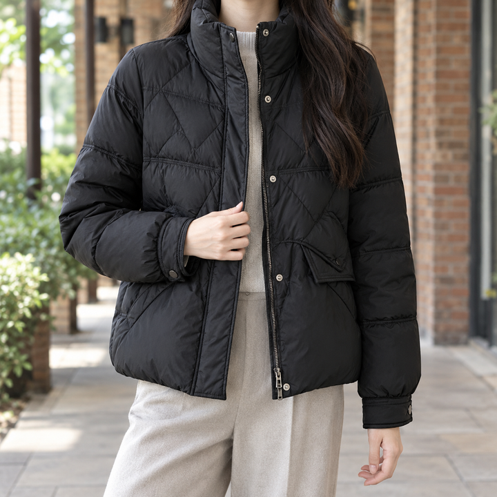 Sudbury women's quilted jacket in Black – front view