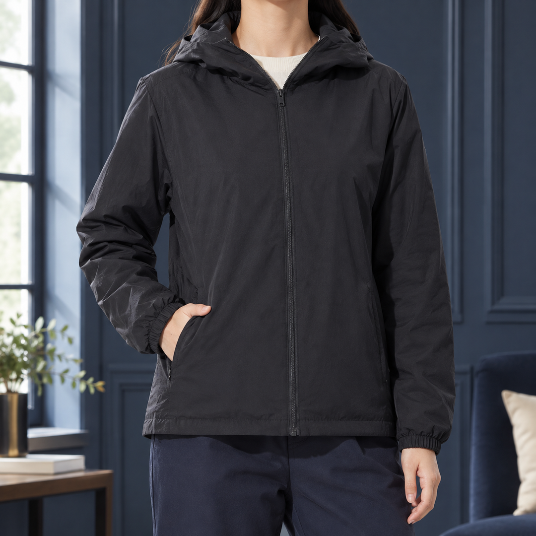 Matlock women's hooded down jacket in Black – front view