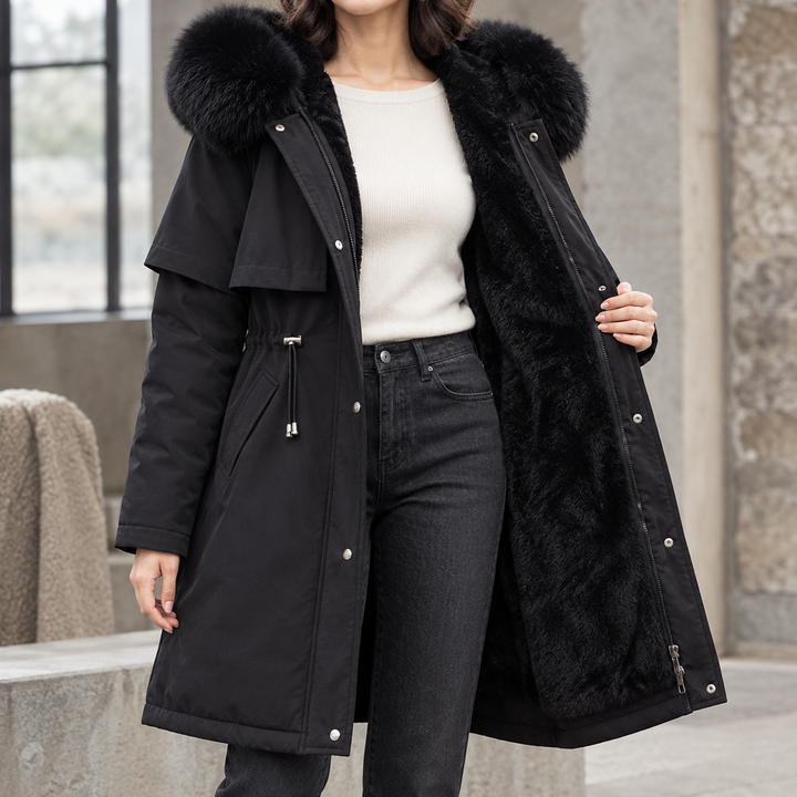 Culross women's hooded parka in Black – front view