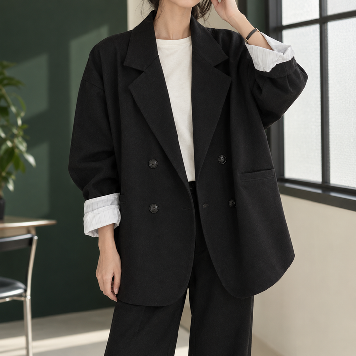 Cromarty women's oversized blazer in Black – front view