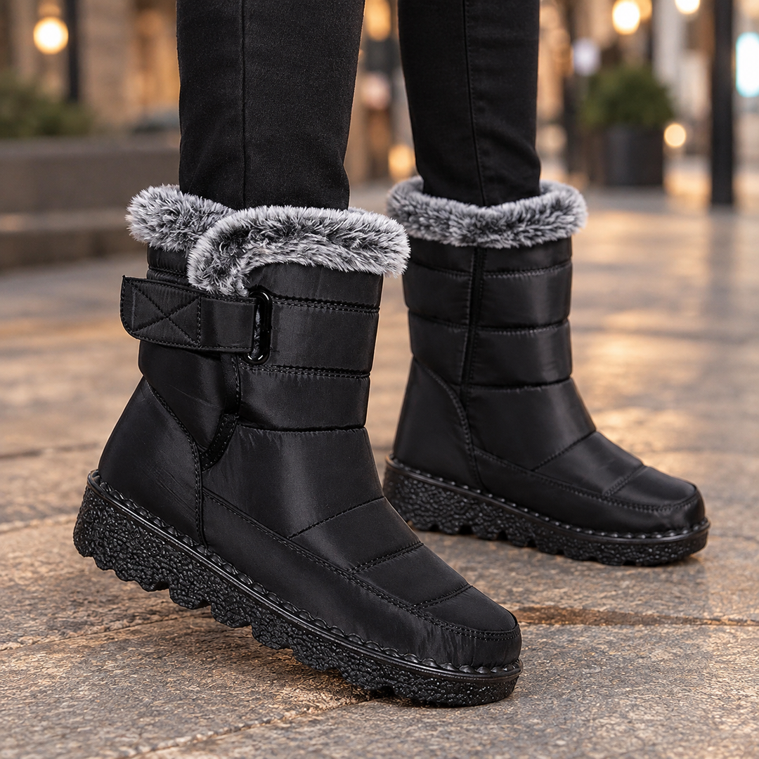 Women's Faux Fur-Collar Padded Winter Boots Mantova – Black – side
