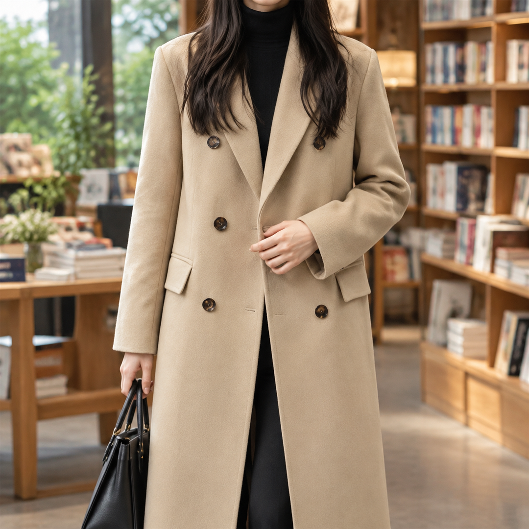 Wivenhoe women's overcoat in Beige – front view