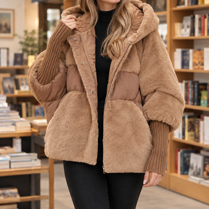Tonbridge women's hooded jacket in Camel – front view