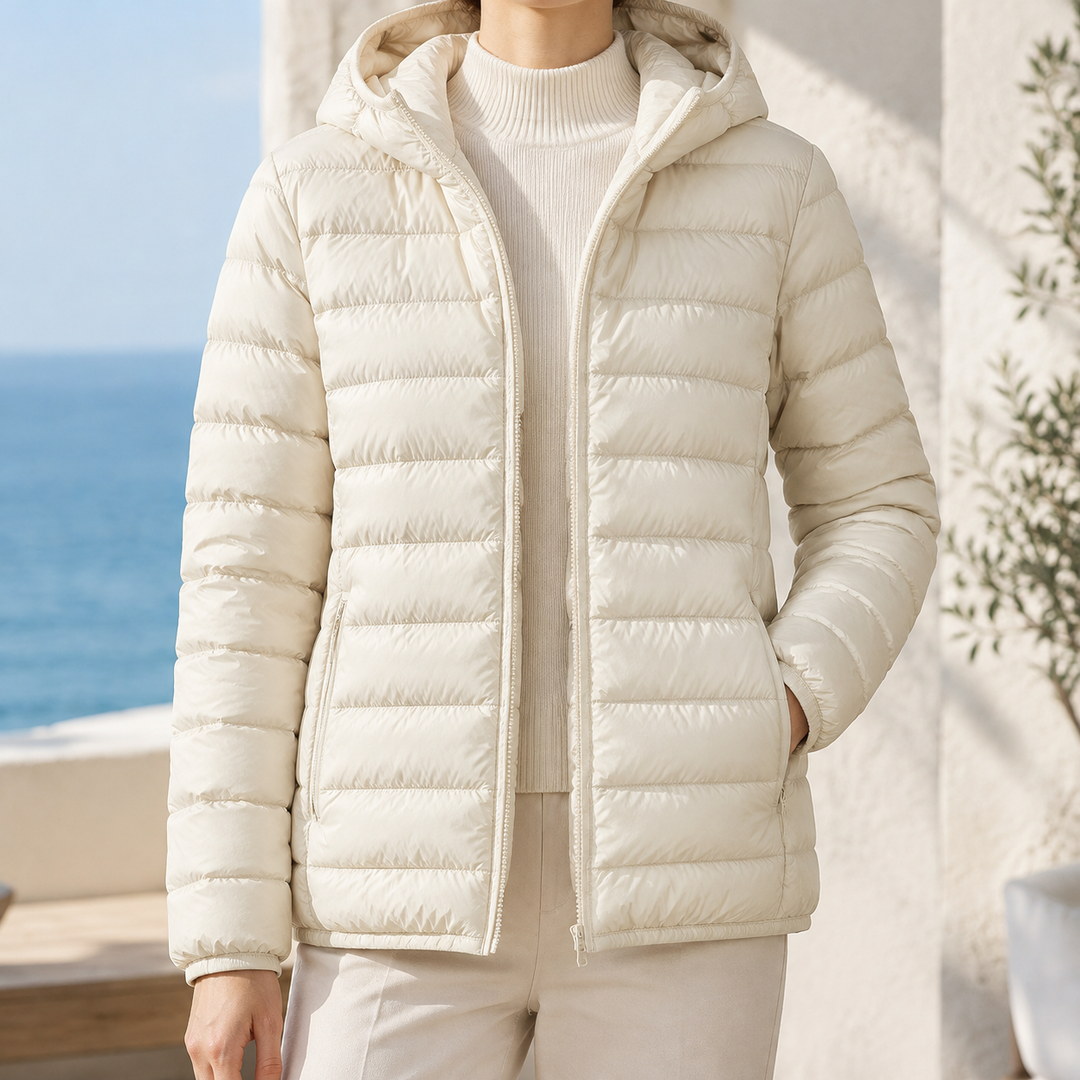 Wensley women's puffer jacket in Ecru – front view