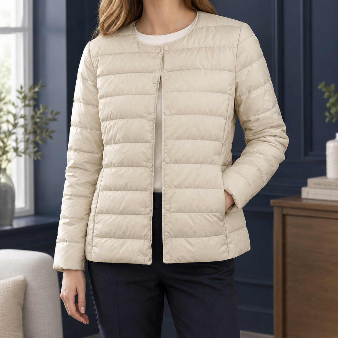 Woodbridge women's quilted down jacket in Cream – front view
