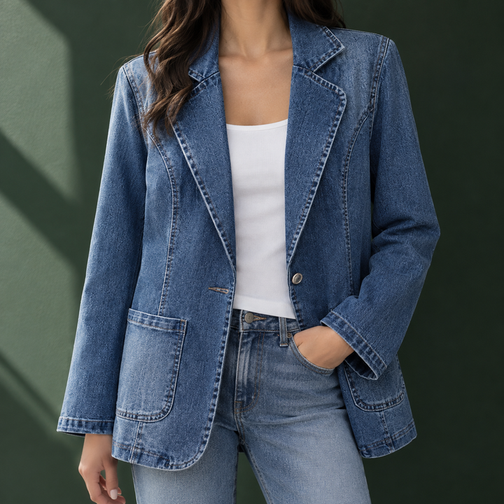 Cawdor women's denim jacket in Blue – front view
