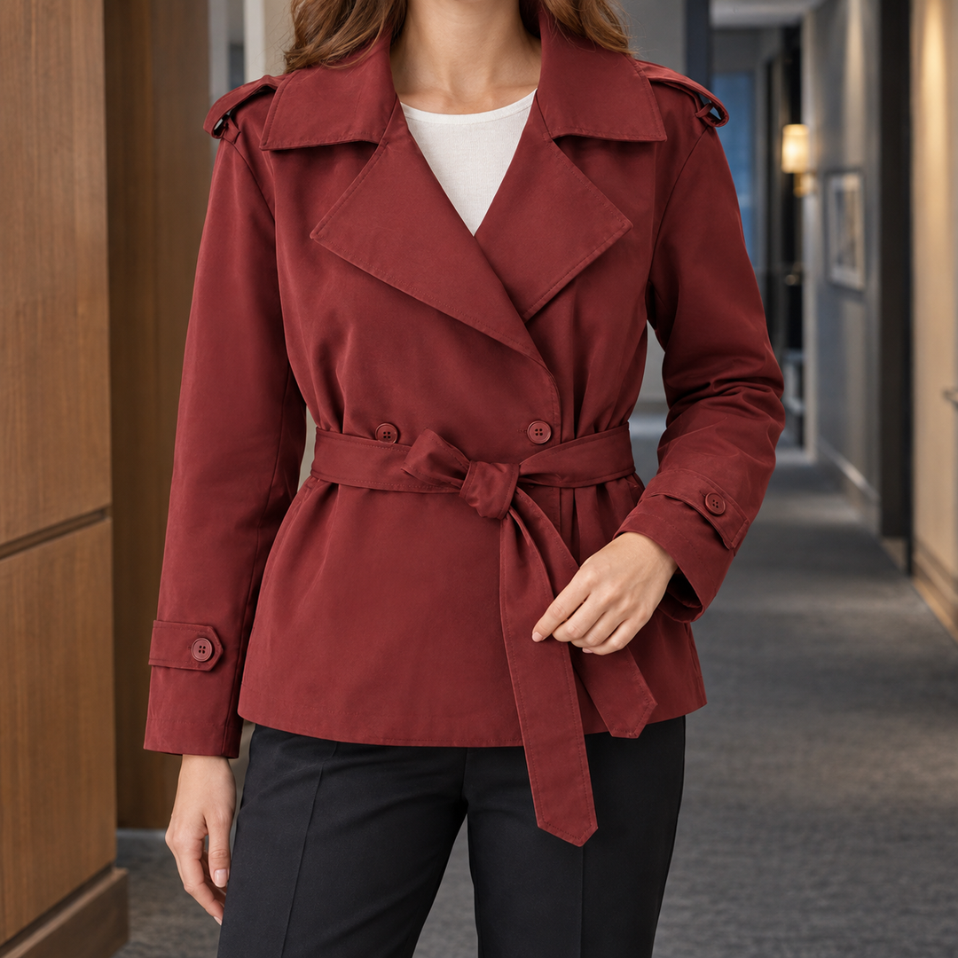 Bembridge women's cropped trench jacket in Red – front view