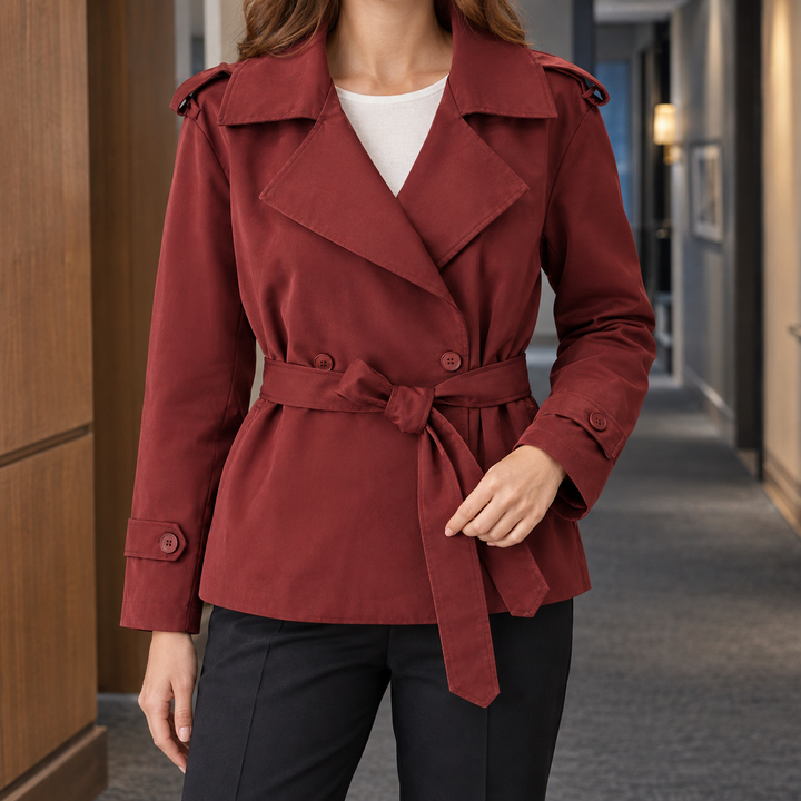 Bembridge women's cropped trench jacket in Red – front view