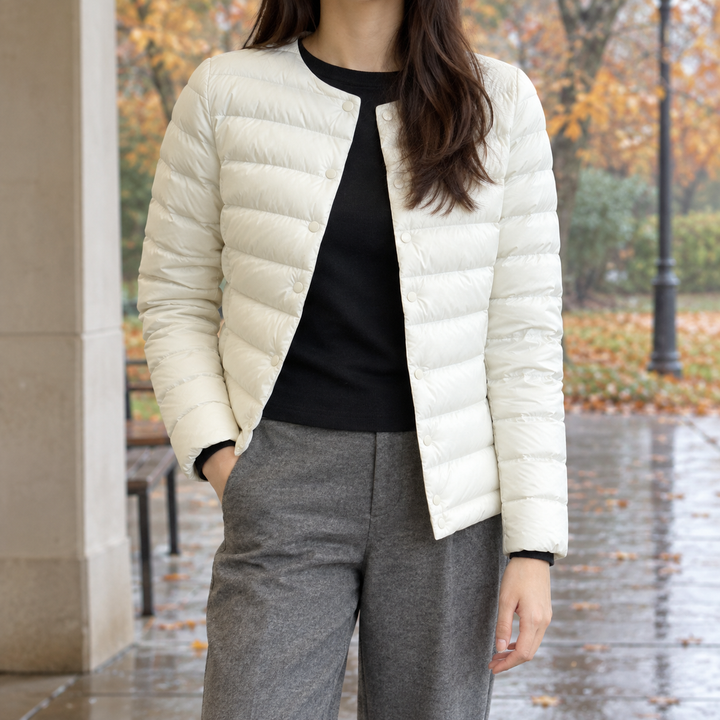 Polperro women's quilted down jacket in White – front view