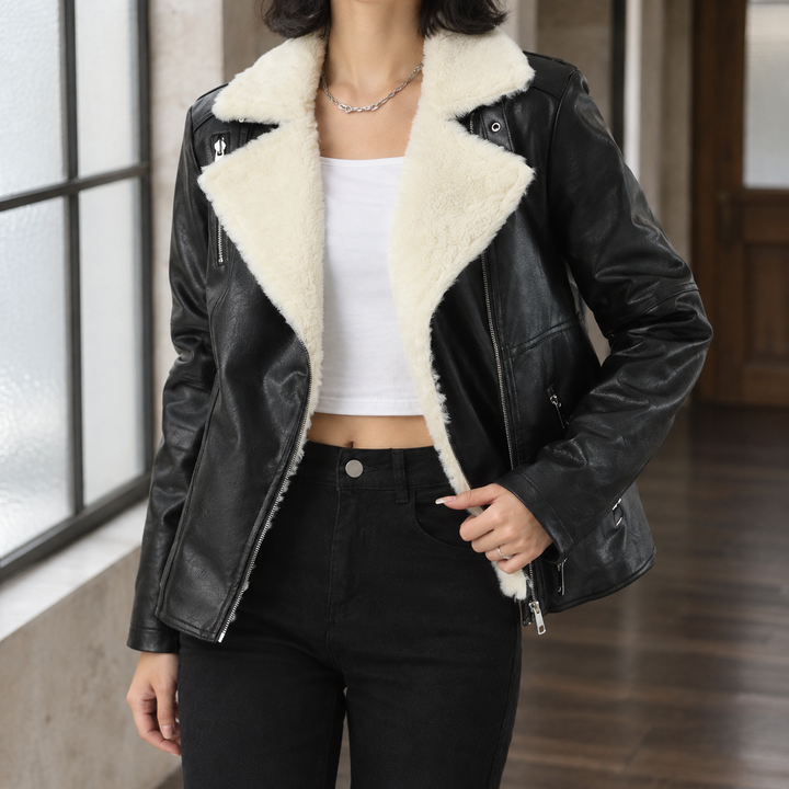 Evesham women's aviator jacket in Black – front view