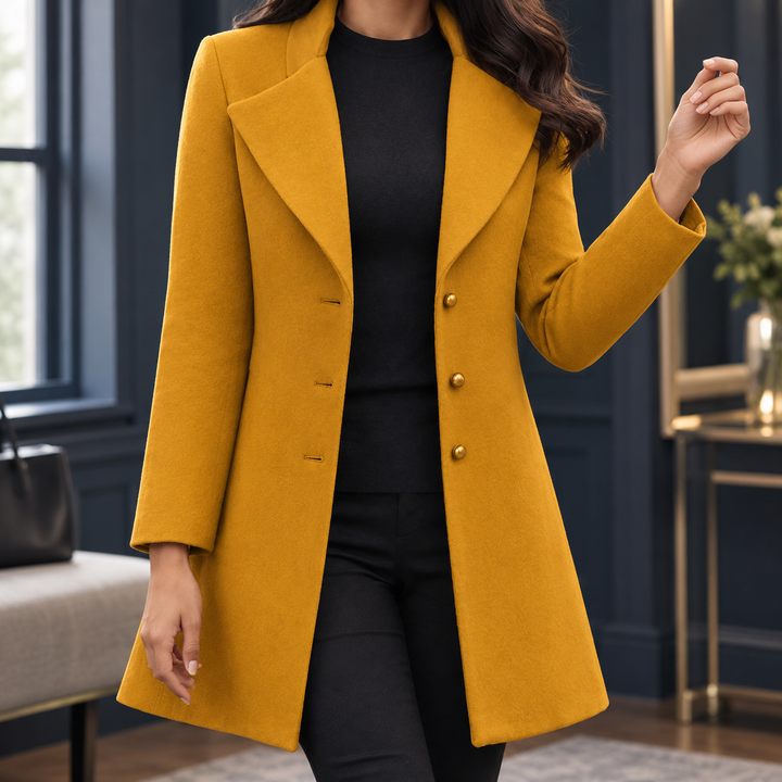 Ringwood women's tailored coat in Mustard – front view