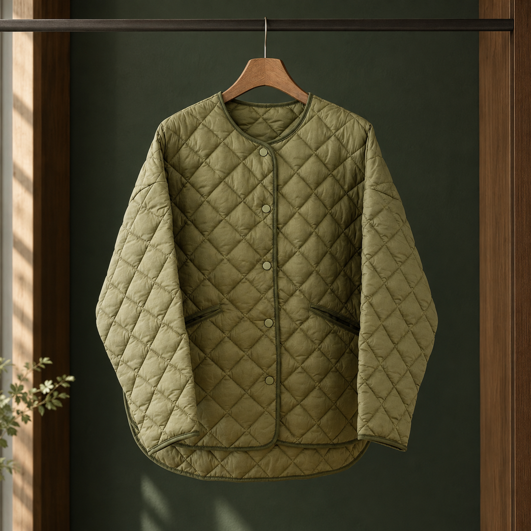 Chalfont women's quilted jacket in Moss Green – front view