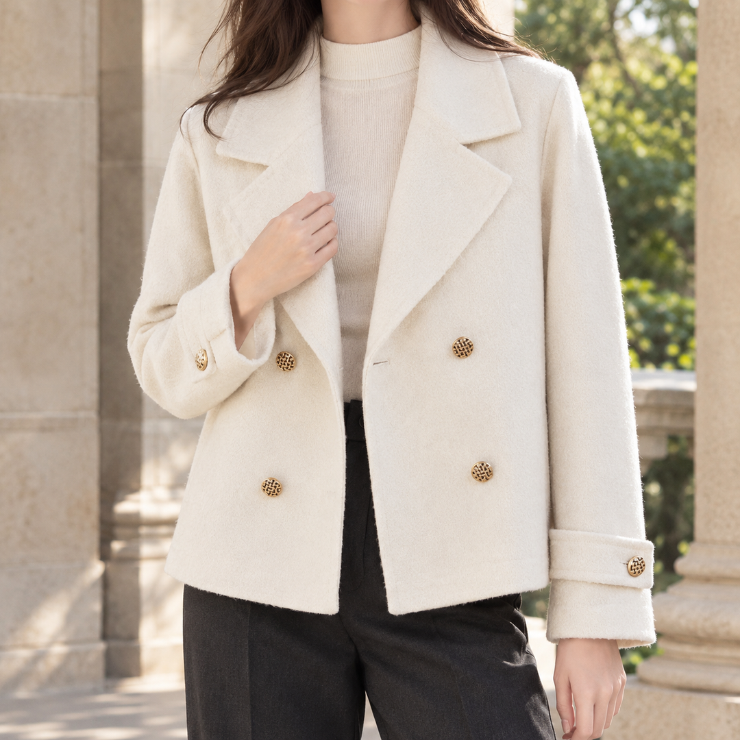 Sonning women's cropped jacket in Cream – front view