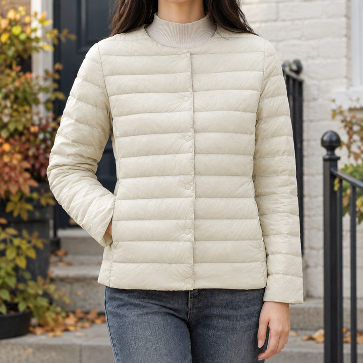 Torquay women's quilted jacket in Ivory – front view