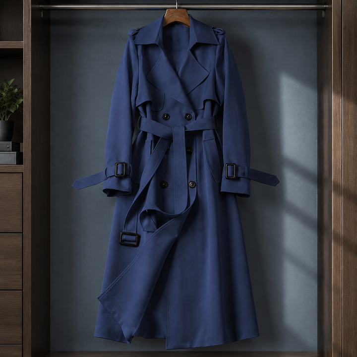 Romsey women's trench coat in Cobalt – front view