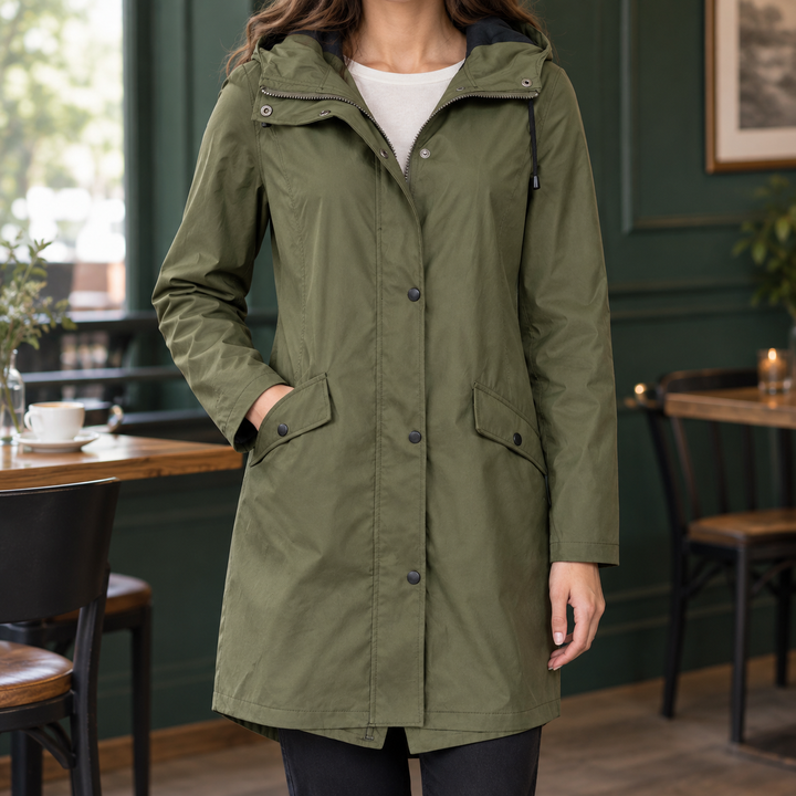 Whitstable women's hooded jacket in Khaki – front view