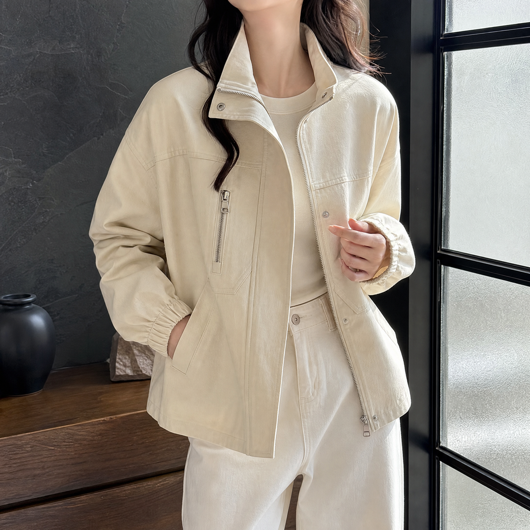 Glastonbury women's utility jacket in Cream – front view