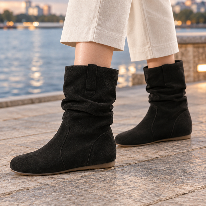 Cockermouth women's slouch mid-calf boots in Black – side view